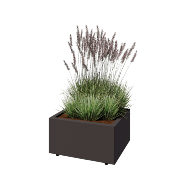 Ocelový květináč - Obdélník - 60 x 50 x 30 cm - jiná barva RAL - Se základovou deskou - S nohami