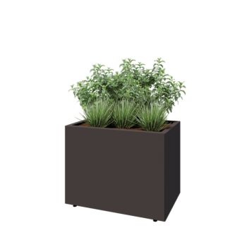 Ocelový květináč - Obdélník - 80 x 50 x 60 cm - RAL7016 matný (antracitově šedá) - Se základovou deskou - S nohami