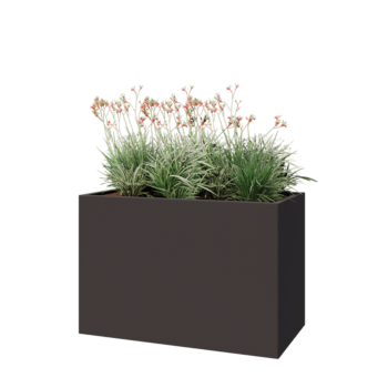 Ocelový květináč - Obdélník - 120 x 60 x 80 cm - jiná barva RAL - Se základovou deskou