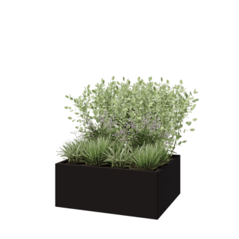 Ocelový květináč - Obdélník - 100 x 80 x 40 cm - RAL9005 matný (černý) - Se základovou deskou