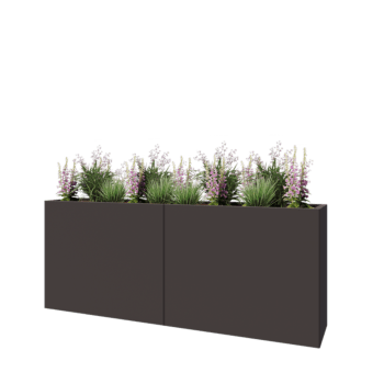 Ocelový květináč XXL - Obdélník - 200 x 40 x 80 cm - RAL7016 matný (antracitově šedá) - Se základovou deskou