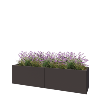 Ocelový květináč XXL - Obdélník - 200 x 50 x 50 cm - RAL7016 matný (antracitově šedá) - Se základovou deskou
