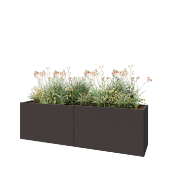 Ocelový květináč XXL - Obdélník - 200 x 50 x 60 cm - RAL7016 matný (antracitově šedá) - Se základovou deskou
