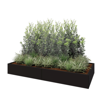 Ocelový květináč XXL - Obdélník - 240 x 100 x 30 cm - RAL9005 matný (černý) - Bez základové desky