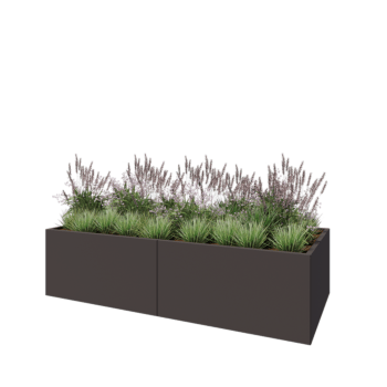 Ocelový květináč XXL - Obdélník - 240 x 100 x 60 cm - RAL7016 matný (antracitově šedá) - Se základovou deskou