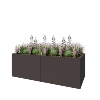 Ocelový květináč XXL - Obdélník - 240 x 100 x 80 cm - RAL7016 matný (antracitově šedá) - Se základovou deskou