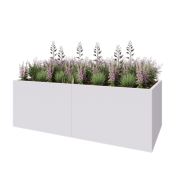 Ocelový květináč XXL - Obdélník - 240 x 100 x 80 cm - RAL9010 matný (bílý) - Bez základové desky