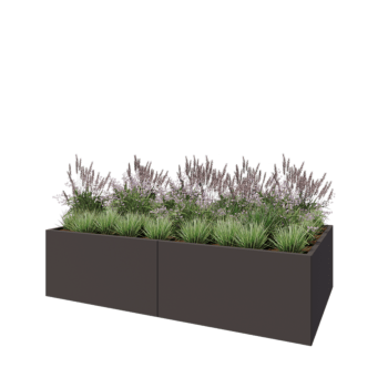 Ocelový květináč XXL - Obdélník - 240 x 120 x 60 cm - RAL7016 matný (antracitově šedá) - Se základovou deskou