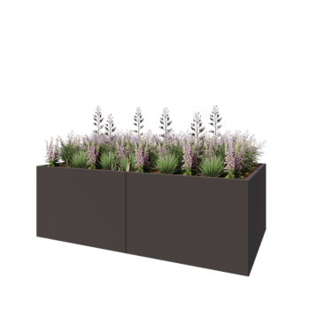 Ocelový květináč XXL - Obdélník - 240 x 120 x 80 cm - RAL7016 matný (antracitově šedá) - Se základovou deskou