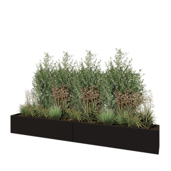 Ocelový květináč XXL - Obdélník - 240 x 30 x 30 cm - RAL9005 matný (černý) - Bez základové desky