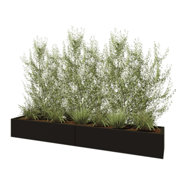 Ocelový květináč XXL - Obdélník - 240 x 40 x 30 cm - RAL9005 matný (černý) - Bez základové desky