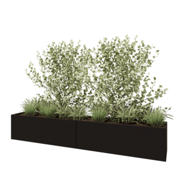 Ocelový květináč XXL - Obdélník - 240 x 40 x 40 cm - RAL9005 matný (černý) - Se základovou deskou