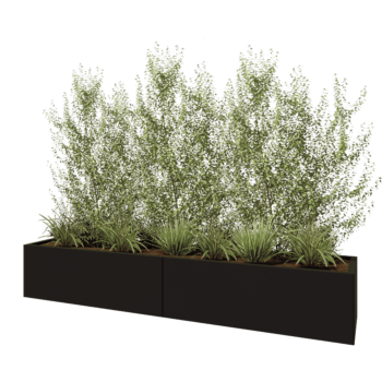 Ocelový květináč XXL - Obdélník - 240 x 50 x 40 cm - RAL9005 matný (černý) - Se základovou deskou