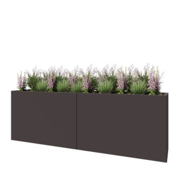 Ocelový květináč XXL - Obdélník - 240 x 50 x 80 cm - jiná barva RAL - Se základovou deskou