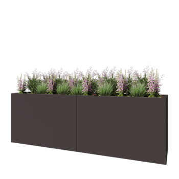 Ocelový květináč XXL - Obdélník - 240 x 60 x 80 cm - RAL7016 matný (antracitově šedá) - Se základovou deskou