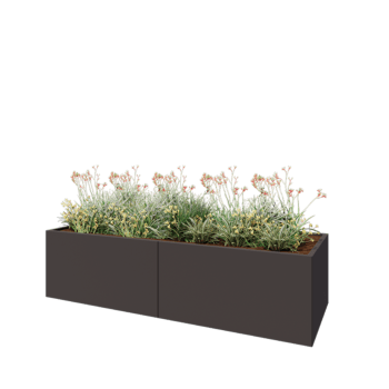 Ocelový květináč XXL - Obdélník - 240 x 80 x 60 cm - RAL7016 matný (antracitově šedá) - Se základovou deskou