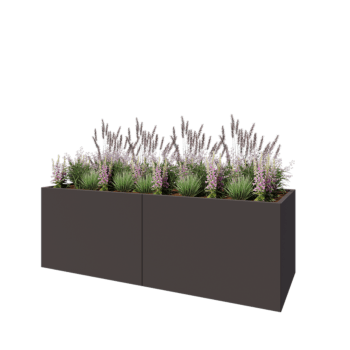 Ocelový květináč XXL - Obdélník - 240 x 80 x 80 cm - RAL7016 matný (antracitově šedá) - Se základovou deskou