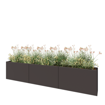 Ocelový květináč XXL - Obdélník - 300 x 30 x 60 cm - RAL7016 matný (antracitově šedá) - Se základovou deskou