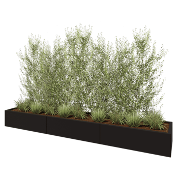 Ocelový květináč XXL - Obdélník - 300 x 50 x 30 cm - RAL9005 matný (černý) - Bez základové desky