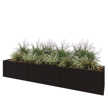 Ocelový květináč XXL - Obdélník - 300 x 50 x 50 cm - RAL9005 matný (černý) - Bez základové desky