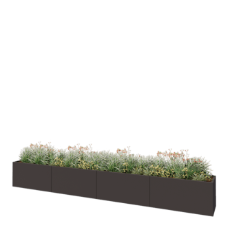 Ocelový květináč XXL - Obdélník - 480 x 50 x 60 cm - RAL7016 matný (antracitově šedá) - Se základovou deskou