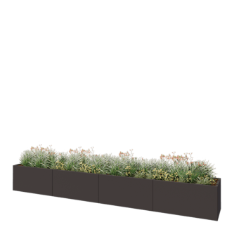 Ocelový květináč XXL - Obdélník - 480 x 60 x 60 cm - RAL7016 matný (antracitově šedá) - Se základovou deskou