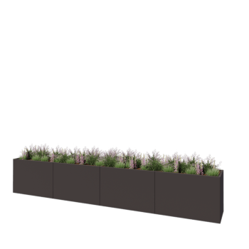 Ocelový květináč XXL - Obdélník - 480 x 60 x 80 cm - RAL7016 matný (antracitově šedá) - Se základovou deskou