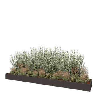 Ocelový květináč XXL - Obdélník - 480 x 80 x 30 cm - RAL7016 matný (antracitově šedá) - Se základovou deskou
