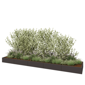 Ocelový květináč XXL - Obdélník - 500 x 100 x 30 cm - RAL7016 matný (antracitově šedá) - Se základovou deskou