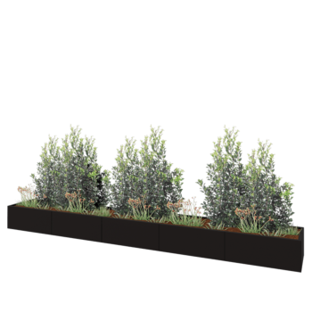 Ocelový květináč XXL - Obdélník - 500 x 60 x 40 cm - RAL9005 matný (černý) - Bez základové desky