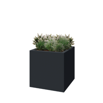 Sklolaminátový květináč - Čtverec - 100 x 100 x 100 cm - RAL 7021 matná (černá šedá) - Se dnem