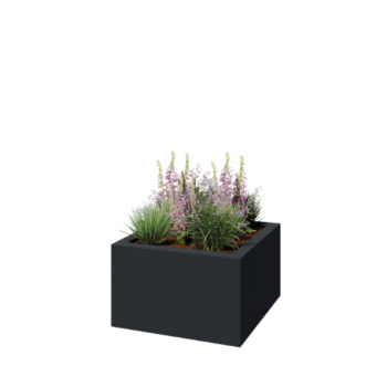 Sklolaminátový květináč - Čtverec - 100 x 100 x 60 cm - RAL 7021 matná (černá šedá) - Se dnem