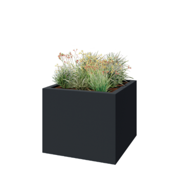 Sklolaminátový květináč - Čtverec - 120 x 120 x 100 cm - RAL 7021 matná (černá šedá) - Se dnem