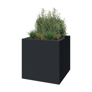 Sklolaminátový květináč - Čtverec - 120 x 120 x 120 cm - RAL 7021 matná (černá šedá) - Se dnem