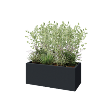 Sklolaminátový květináč - Obdélník - 100 x 40 x 40 cm - RAL 7021 matná (černá šedá) - Se dnem