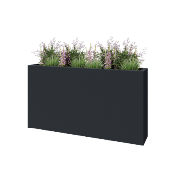 Sklolaminátový květináč - Obdélník - 150 x 25 x 80 cm - RAL 7021 matná (černá šedá) - Se dnem