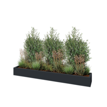 Sklolaminátový květináč - Obdélník - 200 x 30 x 20 cm - RAL 7021 matná (černá šedá) - Se dnem