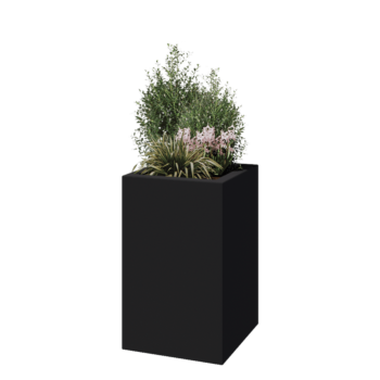 Sklolaminátový květináč - Čtverec - 50 x 50 x 80 cm - RAL 7021 matná (černá šedá) - Se dnem