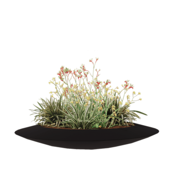 Sklolaminátový květináč - Mísa - Ø 120 x 20 cm - RAL9005 matná (černá) - Se dnem