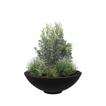 Sklolaminátový květináč - Mísa - Ø 120 x 40 cm - RAL 7021 matná (černá šedá) - Se dnem