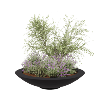 Sklolaminátový květináč - Mísa - Ø 153 x 34 cm - RAL 7021 matná (černá šedá) - Se dnem