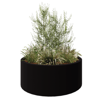 Sklolaminátový květináč - Kulatý - Ø 150 x 60 cm - RAL9005 matná (černá) - Se dnem