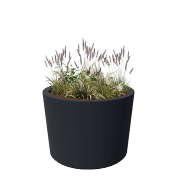 Sklolaminátový květináč - Kuželovitý - Ø 120 x 80 cm - RAL 7021 matná (černá šedá) - Se dnem