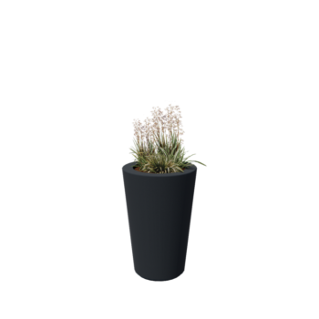 Sklolaminátový květináč - Kuželovitý - Ø 55 x 76 cm - RAL 7021 matná (černá šedá) - Se dnem