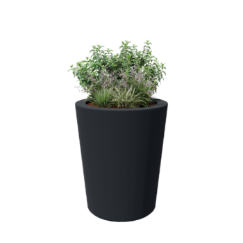 Sklolaminátový květináč - Kuželovitý - Ø 89 x 100 cm - RAL 7021 matná (černá šedá) - Se dnem