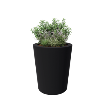 Sklolaminátový květináč - Kuželovitý - Ø 89 x 100 cm - RAL 7021 matná (černá šedá) - Se dnem