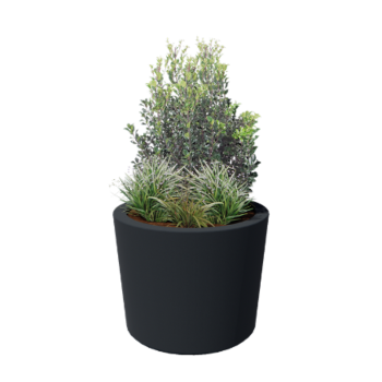 Sklolaminátový květináč - Kuželovitý - Ø 95 x 70 cm - RAL 7021 matná (černá šedá) - Se dnem