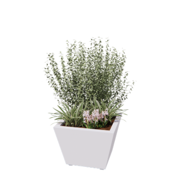 Ocelový květináč - Kužel - 60 x 60 x 41,5 cm - Svařovaný - RAL9010 matný (bílý) - Se základovou deskou