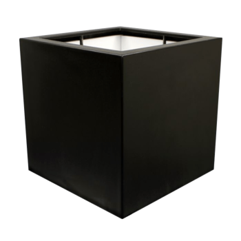 Sklolaminátový květináč - Čtverec - 120 x 120 x 120 cm - RAL9005 matná (černá) - Se dnem