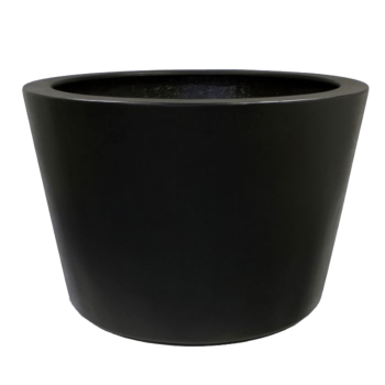 Sklolaminátový květináč - Kuželovitý - Ø 120 x 80 cm - RAL9005 matná (černá) - Se dnem
